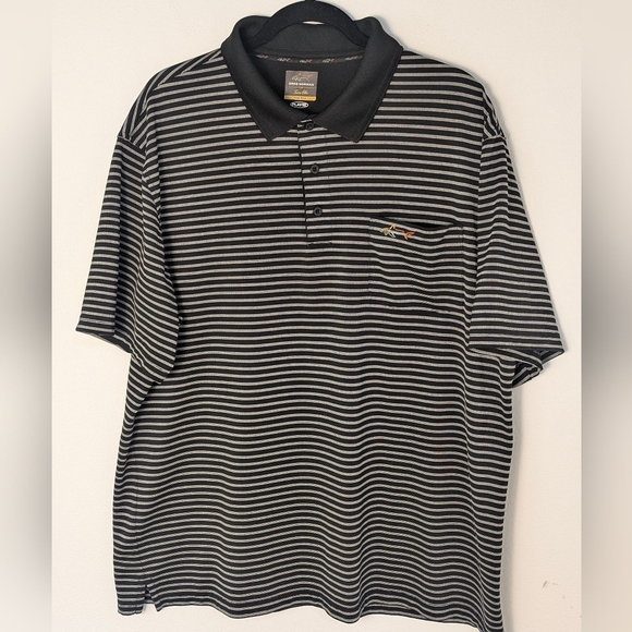 Greg Norman Collection Other - Greg Norman Men’s Five Iron Play Dry Polo Shirt Black White Striped Size XL EUC